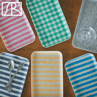 日本fog work亚麻托盘茶盘水杯子点心水果长方形餐盘收纳盘 linen