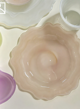 韩国Alabaster 云雾玻璃餐盘花朵盘甜点沙拉水果蛋糕点心西餐盘