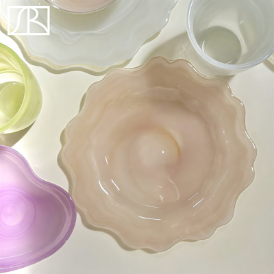 土耳其制云雾玻璃花朵盘