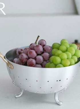 意大利Ottinetti 复古高脚双耳水果蔬菜沥水篮洗菜盆收纳篮子家用