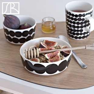 Rasymatto黑波点陶瓷马克杯茶杯盘子饭碗北欧餐具 芬兰Marimekko