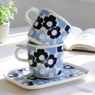 芬兰Marimekko 2025日本限定mini unikko迷你花陶瓷马克杯手握杯