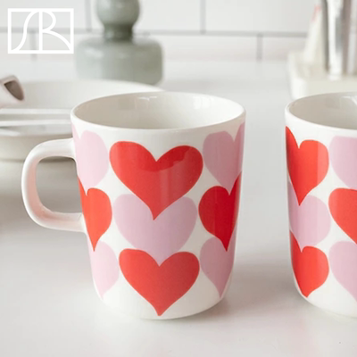 芬兰Marimekko sydamet粉红爱心马克杯咖啡水牛奶杯餐盘子送礼女
