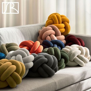 瑞典Design House羊毛编织打结抱枕靠垫沙发客厅民宿飘窗创意立体