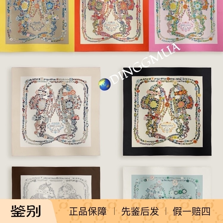 支持中检!Hermes/爱马仕 2025春夏 90丝巾 华丽的缰辔花卉 多款