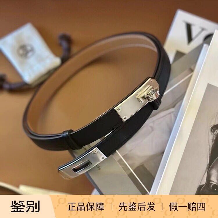 Hermes/爱马仕 Kelly皮带 黑银