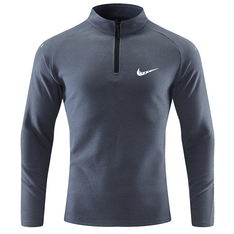 thumbnail for Outlets] Spring/Autumn/Winter Sports Long-Sleeve T-Shirts Men's Fitness Quick-Dry Polo Shirt Half-Zip Sweatshirt Training Wear