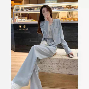 两件套显瘦 职业小香风减龄气质网红炸街阔腿裤 春季 穿搭一整套女装