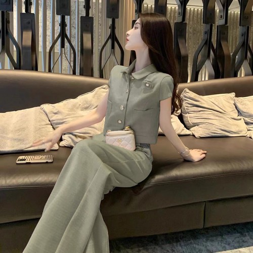 小香风套装女阔腿裤两件套炸街