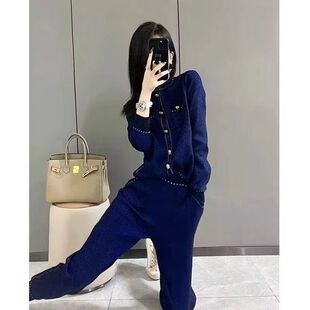 小香风时尚休闲套装女秋冬高级感气质名媛炸街洋气阔腿裤两件套