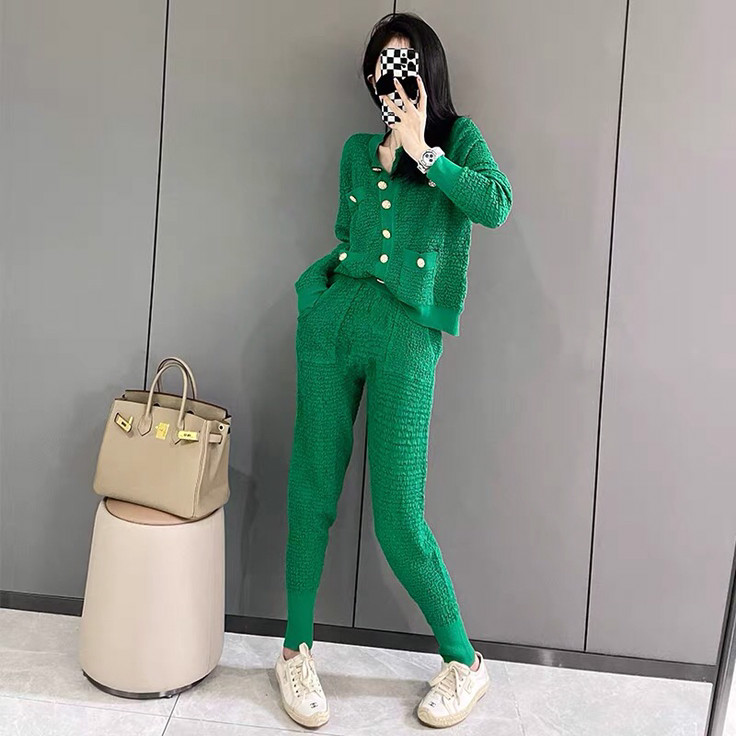 休闲时尚运动套装裤2024春季新款女装网红洋气质针织两件套潮,女装/女士精品,时尚套装,淘宝优惠券,粉丝福利购,淘宝优惠卷