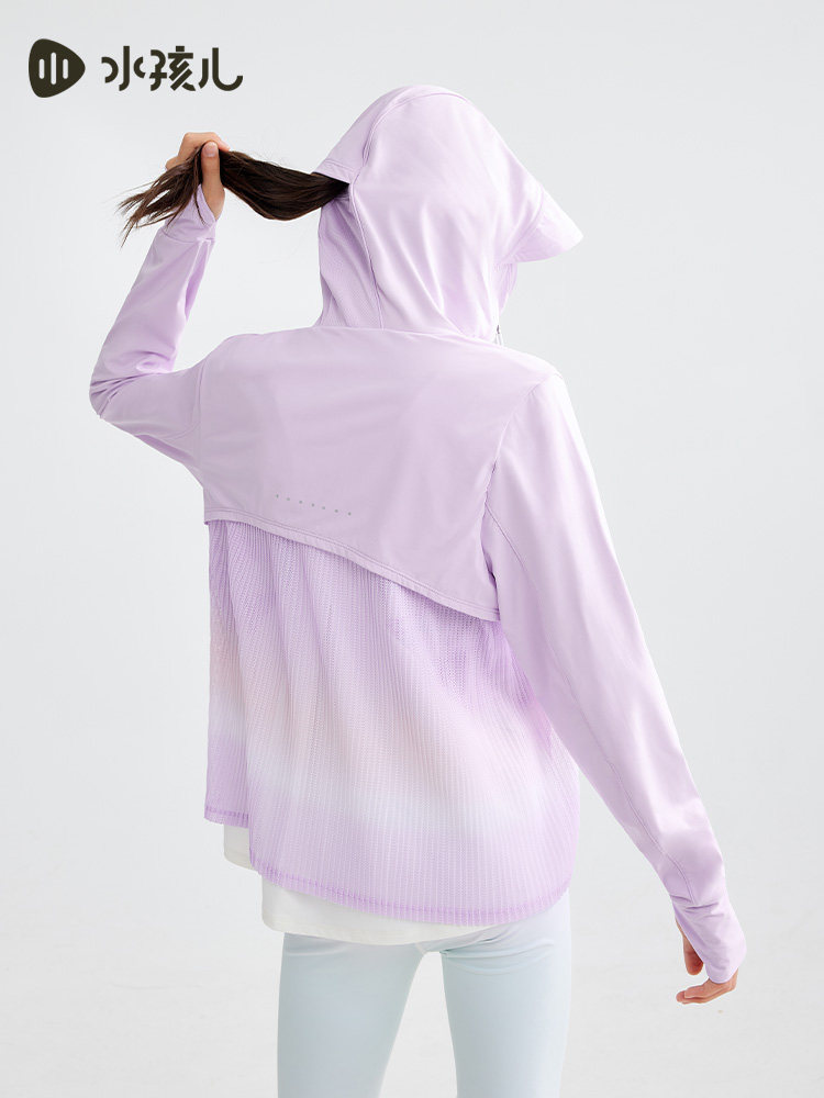 SHUIHAIER 여아용 자외선 차단 의류 2024 여름 신제품 대형 챙 얇은 코트 여아용 멋진 후드 스킨 의류