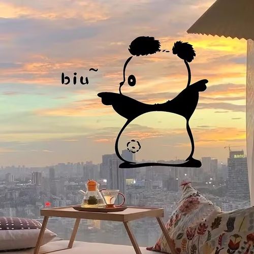 玻璃门PVC墙贴卡通熊猫贴纸