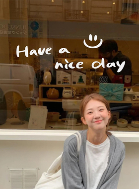 祝你愉快ins风英文贴 美甲咖啡奶茶服装店自拍镜子玻璃橱窗墙贴纸