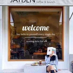 welcome欢迎光临服装墙贴纸ins英文字母贴店铺橱窗玻璃背景墙装饰