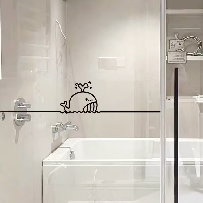 小鲸鱼ins风个性线条贴画