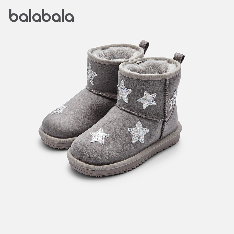 巴拉巴拉女童雪地靴儿童靴子加厚