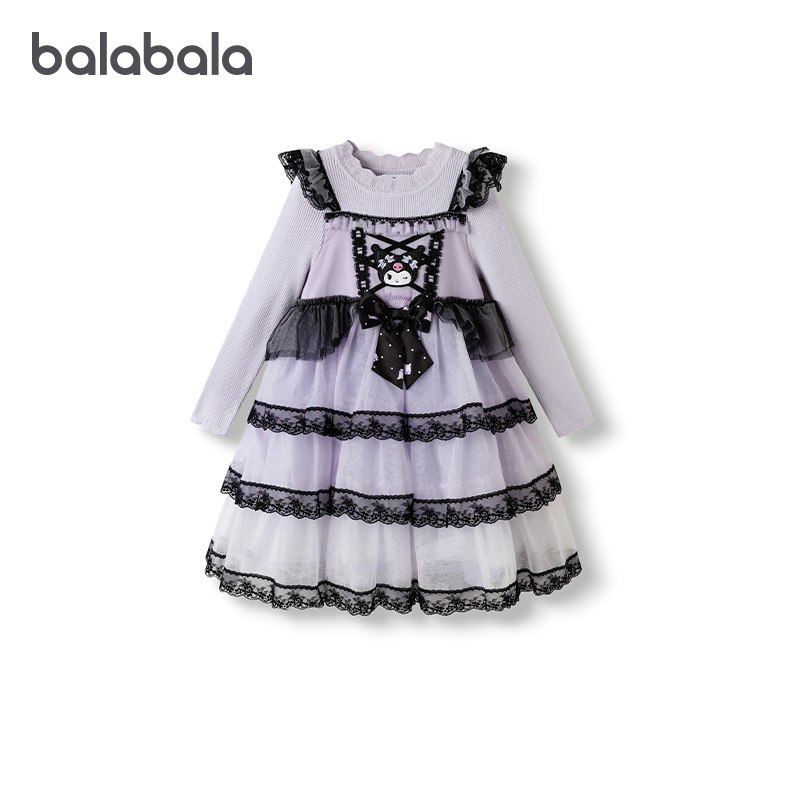 巴拉巴拉连衣裙女童针织网纱裙