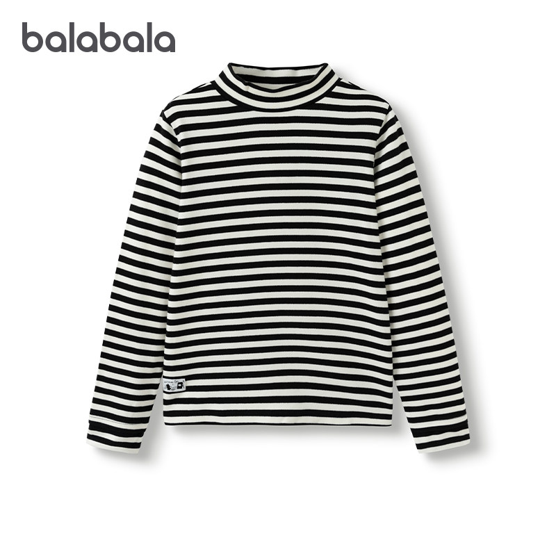 巴拉巴拉女童长袖T恤大童打底衫儿童条纹上衣冬装暖绒抗菌童装厚5,童装/婴儿装/亲子装,T恤,淘宝优惠券,粉丝福利购,淘宝优惠卷