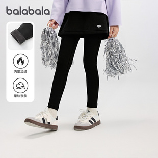 童装 商场同款 子2025秋冬新款 女童加绒假两件裤 巴拉巴拉儿童打底裤