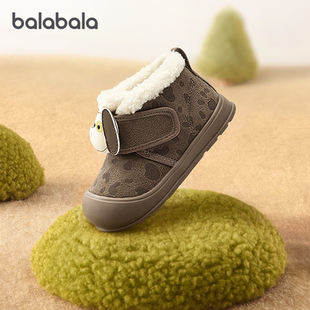 巴拉巴拉婴童学步鞋男童加绒稳步鞋儿童高帮休闲鞋子秋冬新款童鞋