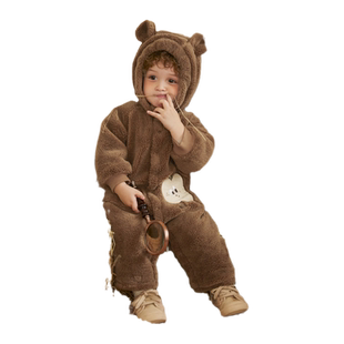 巴拉巴拉婴儿摇粒绒连体衣男童女童加绒爬服宝宝睡衣冬装儿童童装