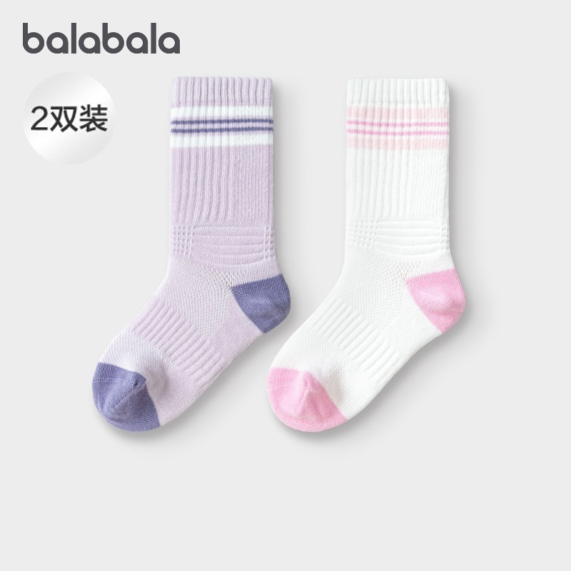 巴拉巴拉女童袜子儿童运动风棉袜