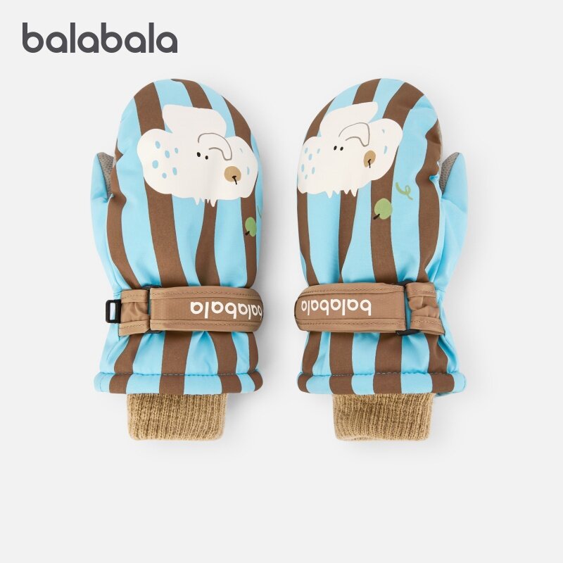 巴拉巴拉儿童防滑手套男女童滑雪手套保暖魔术贴冬季新款加绒加厚