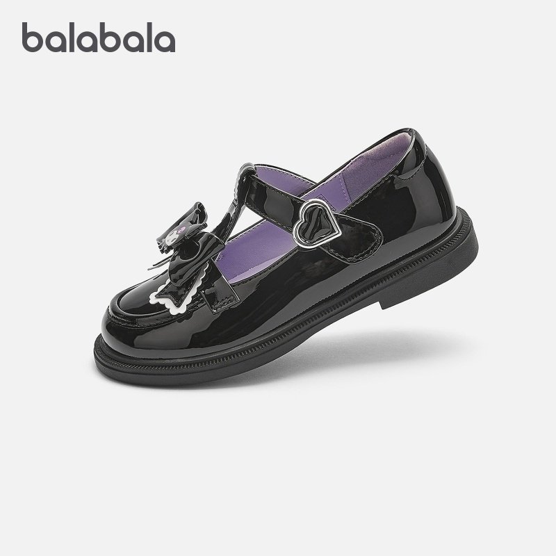 库洛米IP巴拉巴拉女童公主鞋儿童黑色小皮鞋大童鞋子2026春季童鞋