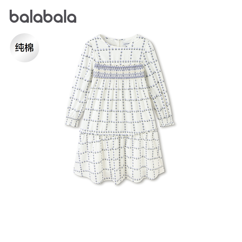 巴拉巴拉女童连衣裙中大童公主裙儿童纯棉裙子2026春装新款童装潮