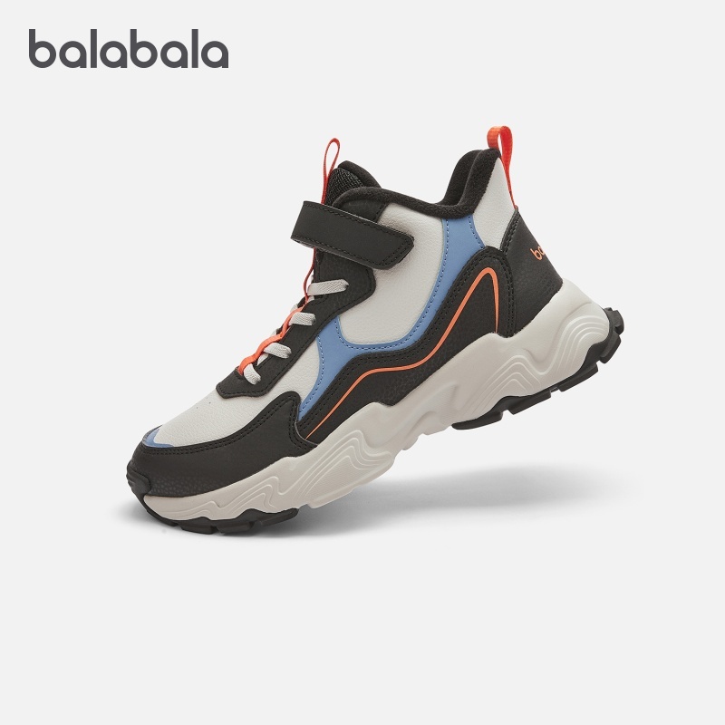 巴拉巴拉儿童运动鞋男童加绒慢跑鞋中大童冬季鞋子撞色户外童鞋潮