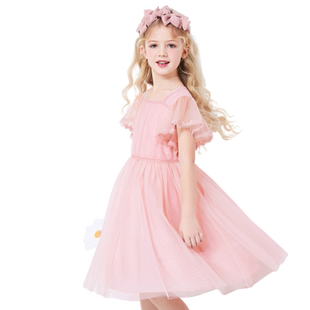 巴拉巴拉女童连衣裙大童公主裙儿童纱裙宝宝裙子夏季新款童装粉色