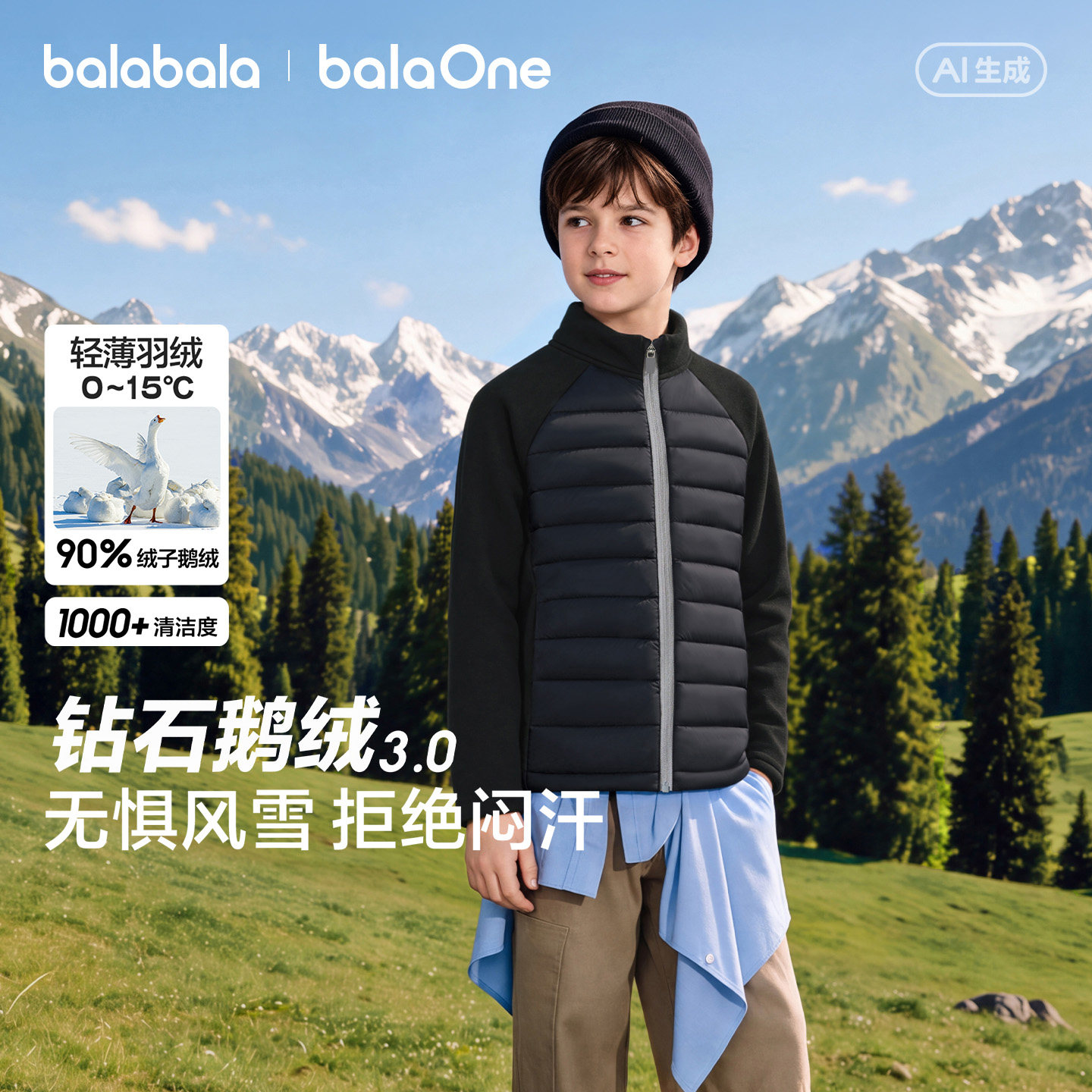 巴拉巴拉宝宝羽绒服儿童运动外套