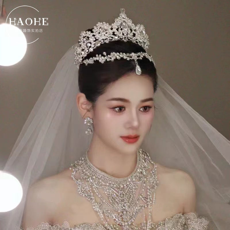 新娘奢华重工皇冠结婚主婚纱气质王冠异域风额饰叠加跟妆旅拍皇冠