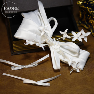 超仙森系白色断面花朵蝴蝶结发夹新娘婚纱礼服减龄甜美配饰顶夹
