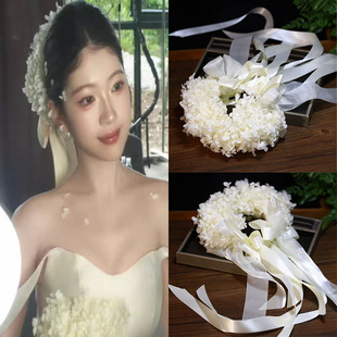 韩系仙女风新款手作花环后区仙美头饰新娘甜美盘发高级感气质发饰