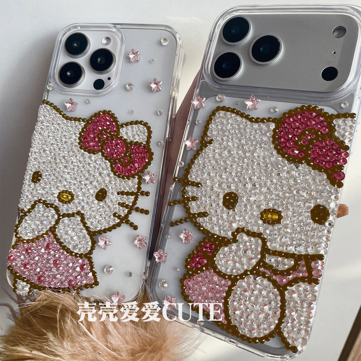 新款Hello Kitty手工奢华水钻手机壳苹果iPhone17promax可爱闪钻保护套16Pro波点裙可爱定制款15plus网红创意
