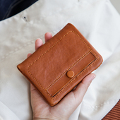 漫色植鞣头层牛皮短款 钱包男女情侣款 真皮复古驾驶证卡包一体钱夹