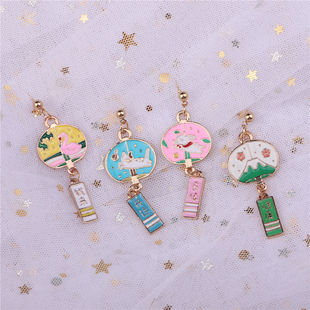 原创手工日本风铃耳环女日系开运良缘御守耳夹少女心耳坠耳饰品
