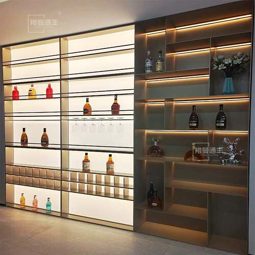 不锈钢酒柜层板展示柜亚克力发光