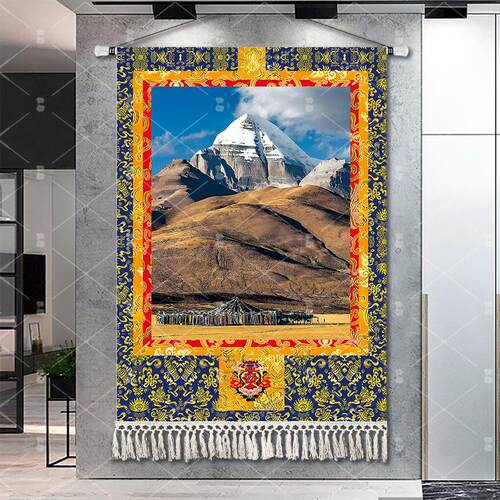 西画藏画雪山风景856挂藏族民宿装饰卧会室餐厅布画酒店大厅客厅