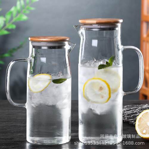 耐热玻璃壶扎壶家用凉水茶冷水壶果壶明火加热竹01盖壶汁便携壶冷