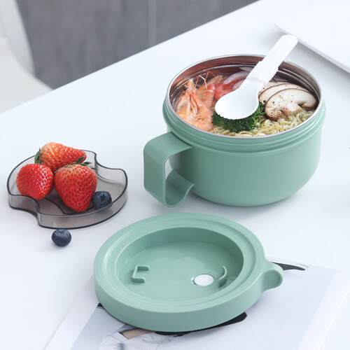 850ml旋盖304塑料日式便当碗带盖