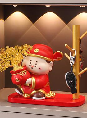 装轻奢高档发关财树搬财神爷玄摆件客厅红酒柜饰品新年家MM7098乔