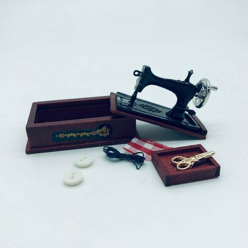 mnia娃tub12rei创意迷你微缩模型景场粘土手工娃屋摆件缝纫机衣车