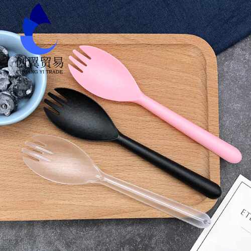 直销一次性叉勺塑料磨砂长柄加厚