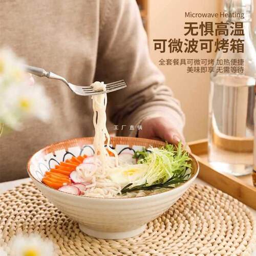 日式拉面碗家用大汤碗创意斗笠碗