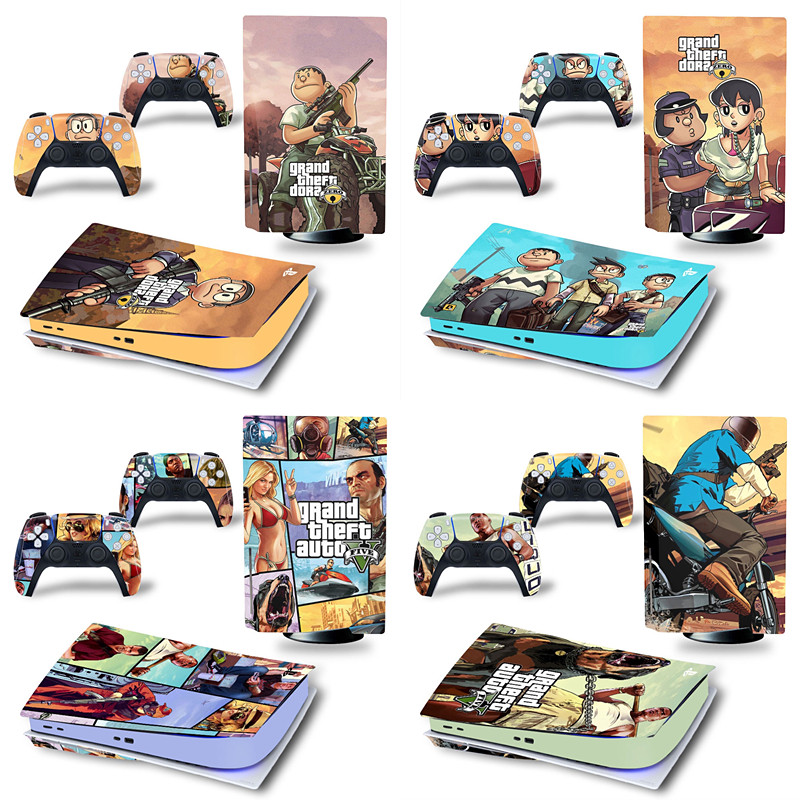 PS5贴纸贴膜防刮PS5保护膜防刮侧边磨砂贴纸机器猫gta侠盗飞车