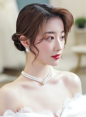 涵汐珍珠圆形颈链女礼服配饰法式