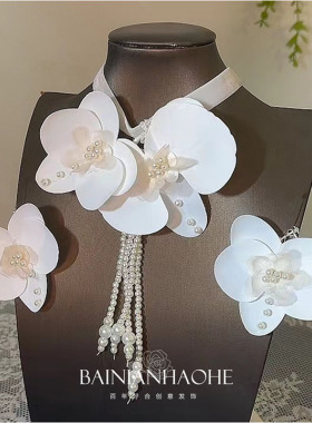 新款手工颈花耳环套装配饰韩式